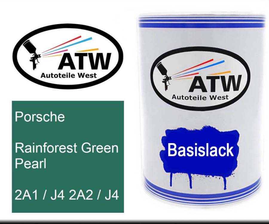 Porsche, Rainforest Green Pearl, 2A1 / J4 2A2 / J4: 500ml Lackdose, von ATW Autoteile West.